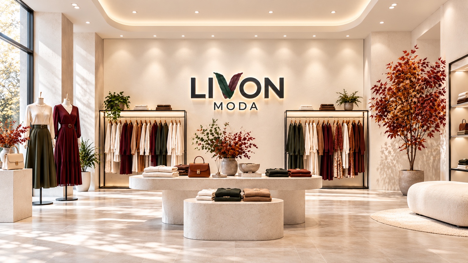 متجر LIVON MODA بتصميمه الداخلي وألوانه الموسمية